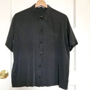 Everlane Raglan Sleeved Black Silk Shirt